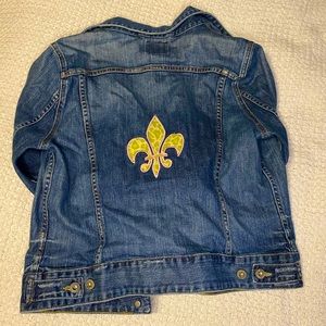 fleur-de-lis embroidered LUCKY BRAND jean jacket